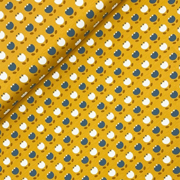 RESTSTÜCK 0,80m !!! - Bio Jersey - Retro Tulip - senf