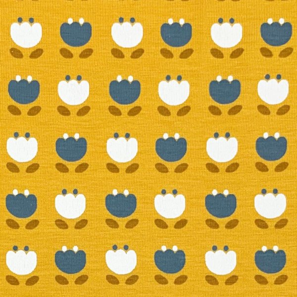 RESTSTÜCK 0,80m !!! - Bio Jersey - Retro Tulip - senf