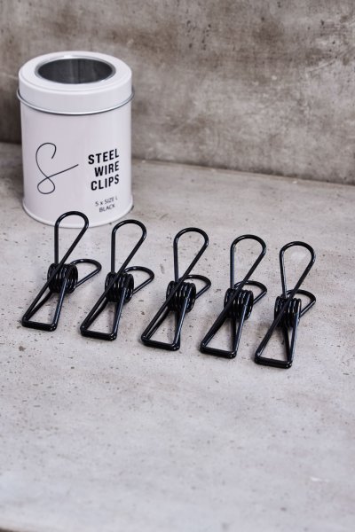 Stahldrahtklammern - 5er Set - Größe L - black - Sewply