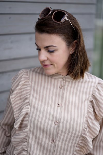 Two Tone Stripe Twill mit TENCEL™ - warm sand - MeetMilk