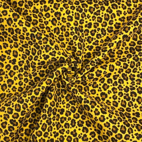 Musselin - animalprint - senf