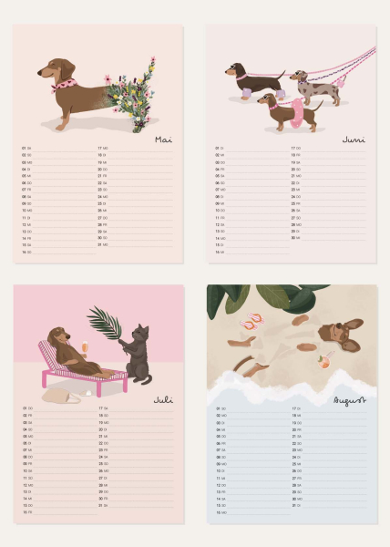 Wandkalender - Dackelkalender - A4 - Alfie´s Greetings