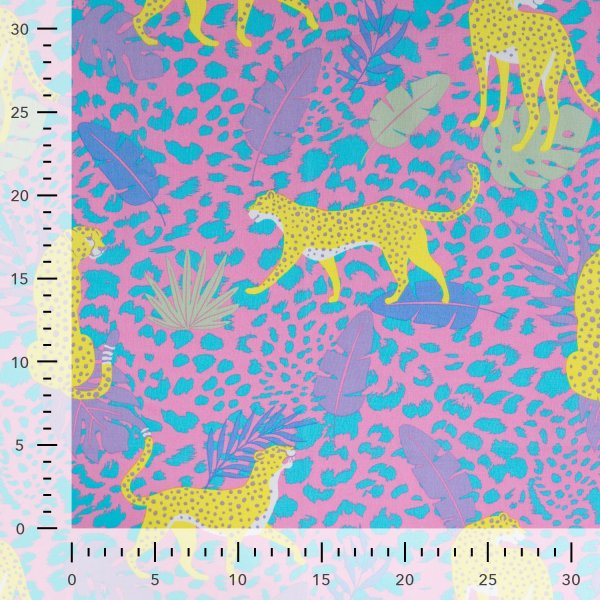Baumwoll Voile - Meino Leo - rosa/gelb