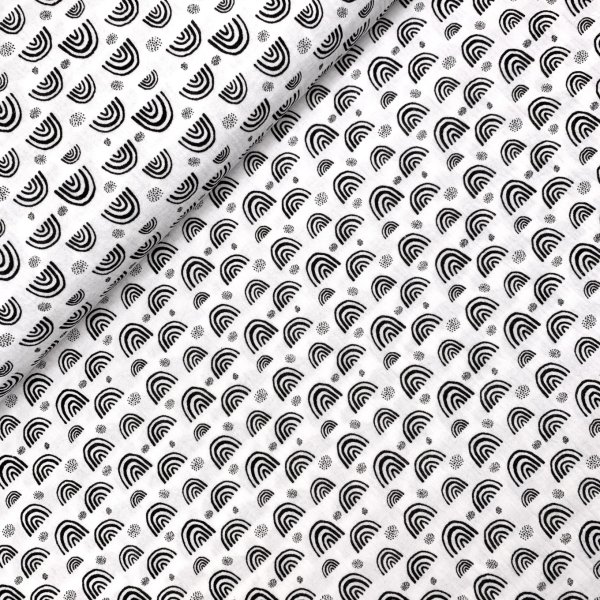 Musselin - Rainbow & Dots - ecru