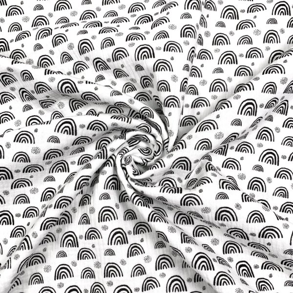 Musselin - Rainbow & Dots - ecru