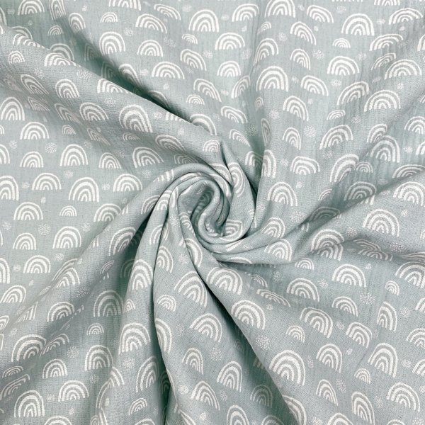 Musselin - Rainbow & Dots - mint