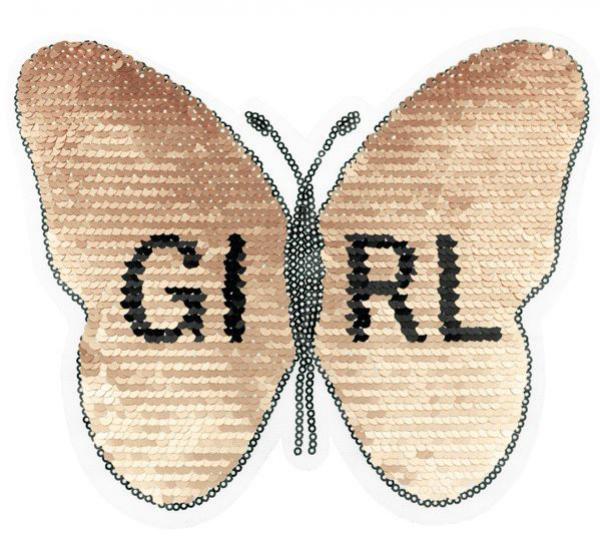 Applikation - Wendepailletten - Schmetterling Girl - Aufnäher