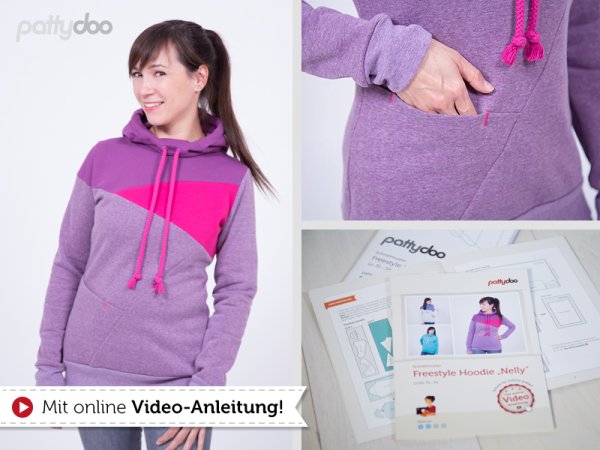 Papierschnittmuster - Nelly - Freestyle Hoodie - Damen - Pattydoo
