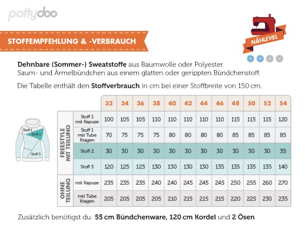 Papierschnittmuster - Nelly - Freestyle Hoodie - Damen - Pattydoo