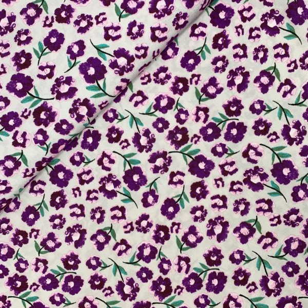 Viskose Druck - Maelle - Blumen - flieder/lila