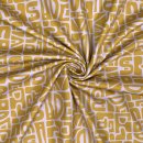 Sportjersey - bi-elastisch matt - Abstract Inca - senf/flieder