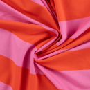 French Terry - Blockstreifen - orange/pink