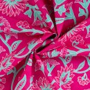 Baumwoll Voile - Annabella Flowers - fuchsia/türkis