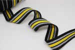Glam Stripes - unelastisch 2,8 cm - schwarz/silber Lurex/gelb