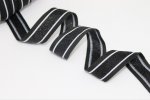 Glam Stripes - unelastisch 2,8 cm - schwarz/weiß/schwarz Lurex
