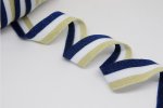 Glam Stripes - unelastisch 2,8 cm - gold Lurex/weiß/kobalt Lurex
