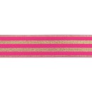 Gummiband - Streifen - Lurex gold - pink - 4cm