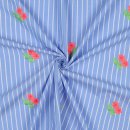 Bauwolle - Embroidery Maris Streifen - hellblau