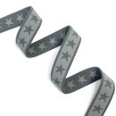 Gummiband - schmal - Sterne - hellgrau/grau