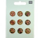Knopfset 9er - Holz - Blumen - 15 mm - Rico Design