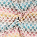 Jeansstoff - Fancy Check - aqua/ecru/cognac