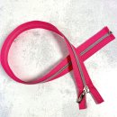 Reißverschluss - teilbar - 70 cm - pink/silbergrau metallisiert