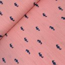 Baumwoll Popeline - Sea Horse Stripes - red