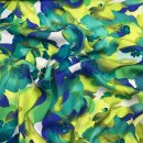 Viskosesatin - matt - Blütenrausch - royal/lime