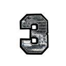 Applikation - Aufbügler - Zahlen - Pailetten silber - 3